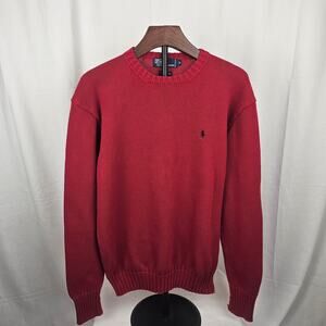 Polo Ralph Lauren Red Cotton Knit Sweater M Made in Hong Kong Y2K Era